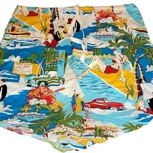 Sebu Handkerchief Cotton Skirt Las Vegas Theme Retro Bright Bold